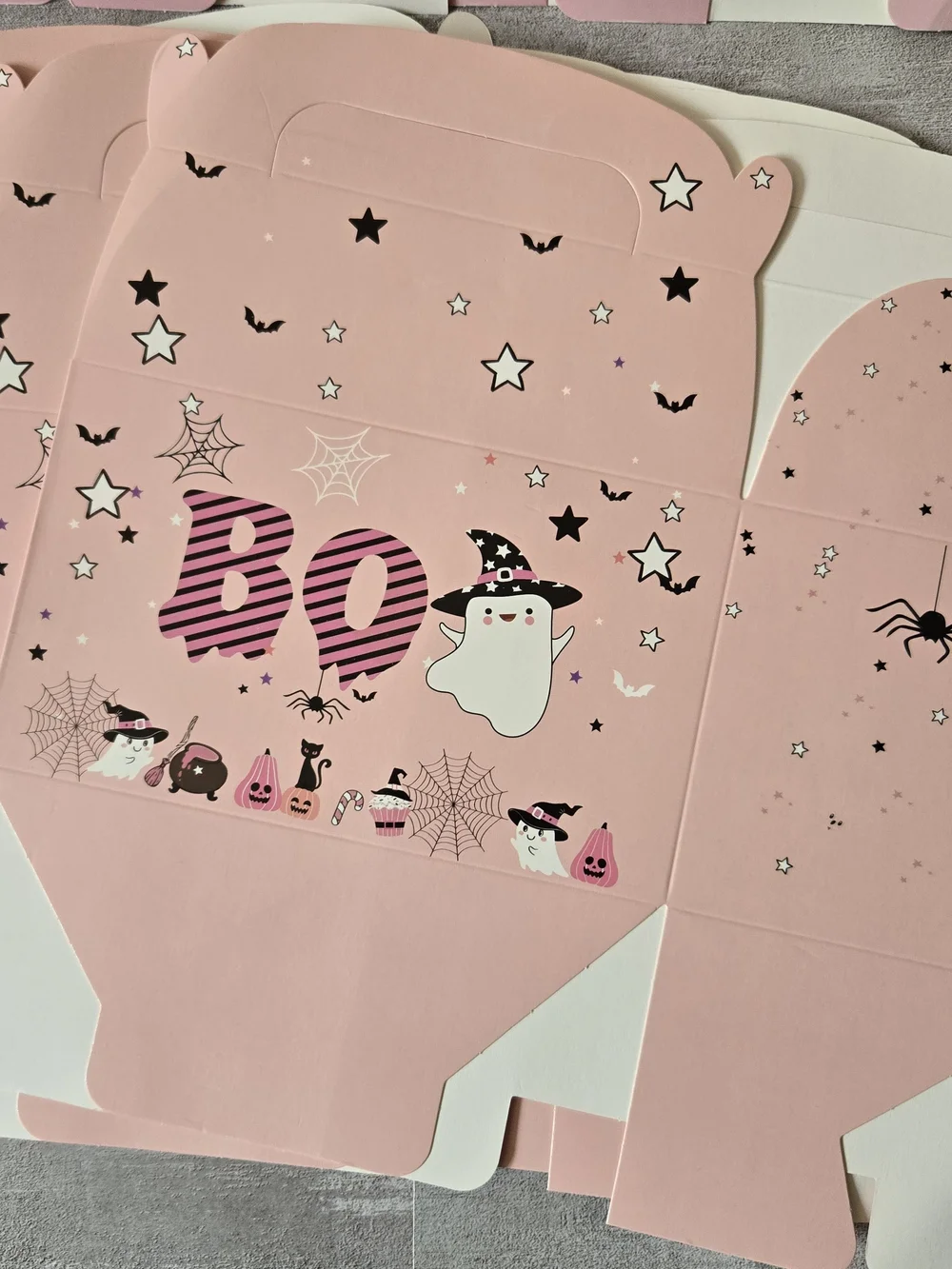 ​Pink Halloween Treat Boxes Pastel Boo Ghost Black Cat Party Favor Gift Box Set
